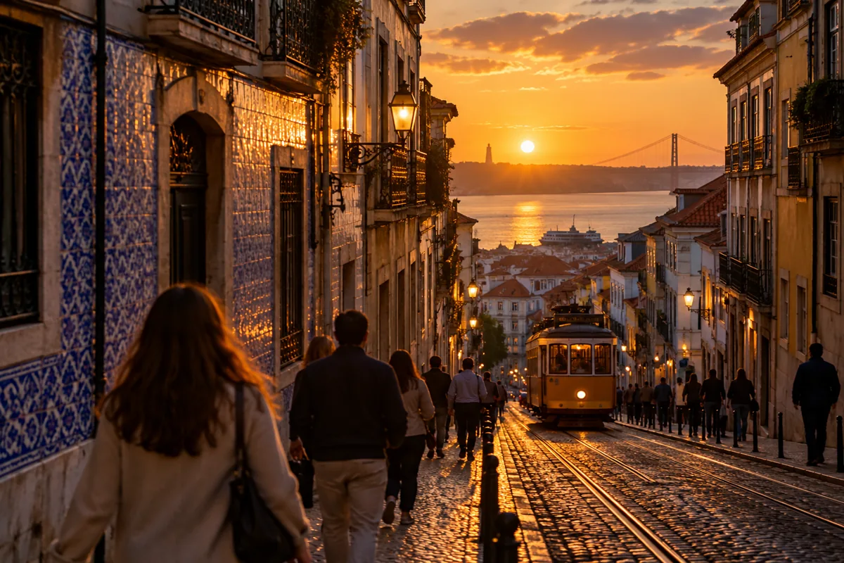 A view of Lisbon at sunset